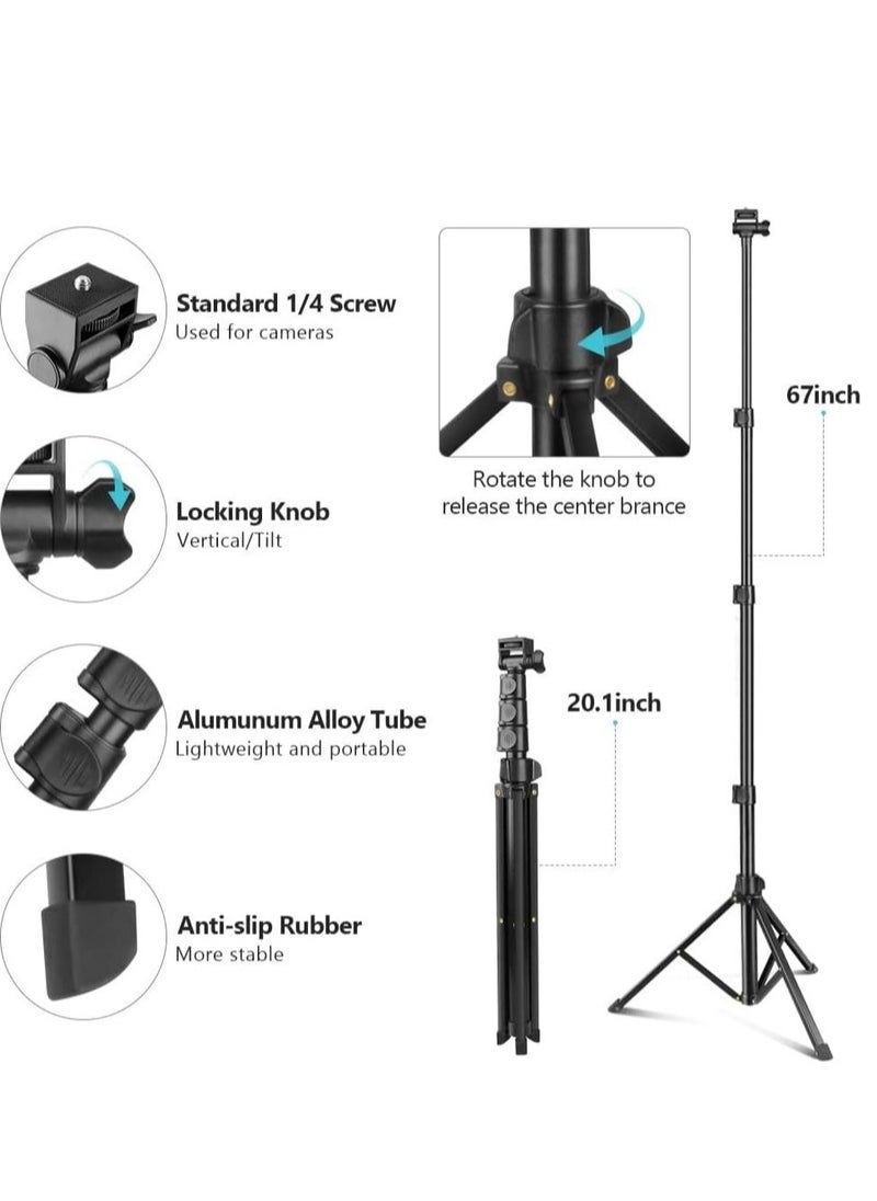 Jmary - MT36 Selfie Stick Phone Tripod 67" Extendable Travel Tripod Stand with Phone Clip 1.7 meter Tripod for Video Shooting vlog - Image 1