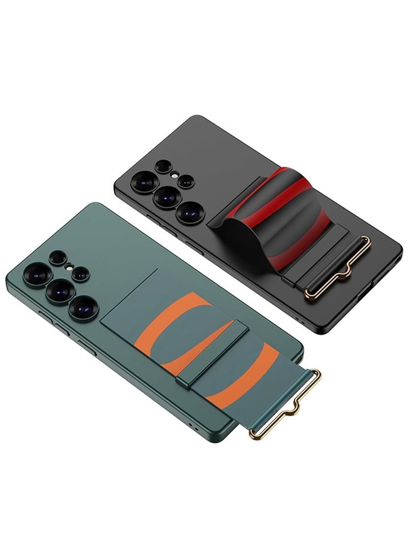 general Case for Galaxy S25 Ultra, with Hand Strap Stand, Ultra-thin Hard Shockproof PC + Adjustable Polyurethane Leather Wristband Mobile Phone Case for S25 Ultra 2025 - Image 3