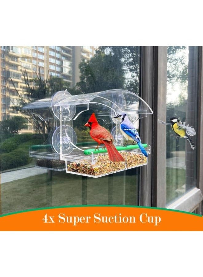 Eoptify Outdoor Bird Feeder with 4 Suction Cups Transparent Container for Hummingbirds, Parrots, and Wild Birds for Balcony, Window, and Trees - Image 4