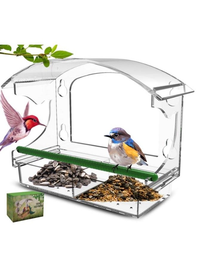 Eoptify Outdoor Bird Feeder with 4 Suction Cups Transparent Container for Hummingbirds, Parrots, and Wild Birds for Balcony, Window, and Trees - Image 2