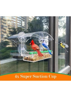 Eoptify Outdoor Bird Feeder with 4 Suction Cups Transparent Container for Hummingbirds, Parrots, and Wild Birds for Balcony, Window, and Trees  - Image 3