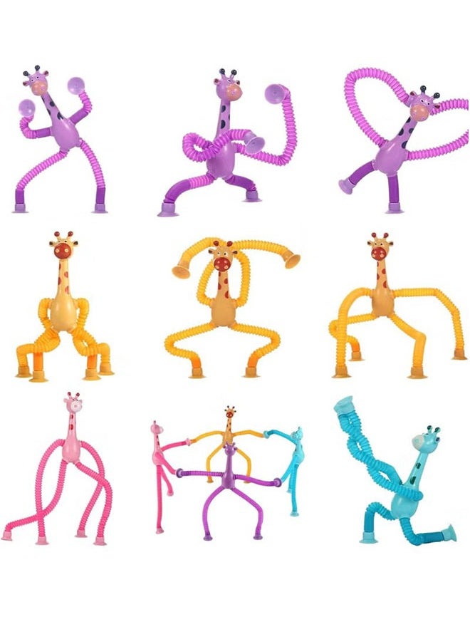 Realfrog 4-Piece Telescopic Suction Cup Giraffe Toy Cartoon Telescopic Pipe Giraffe with Suction Cup Luminous Stretch Tube  - Image 2
