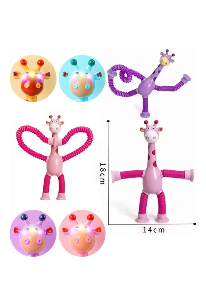 Realfrog 4-Piece Telescopic Suction Cup Giraffe Toy Cartoon Telescopic Pipe Giraffe with Suction Cup Luminous Stretch Tube  - Image 4