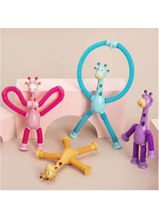 Realfrog 4-Piece Telescopic Suction Cup Giraffe Toy Cartoon Telescopic Pipe Giraffe with Suction Cup Luminous Stretch Tube  - Image 5