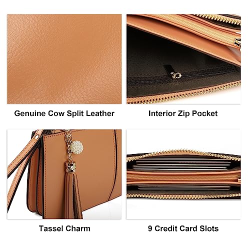 befen Genuine Leather Wristlet Clutch for Women Ultra-Slim Ladies Credit Card Holder Wallet Purses with RFID Protection (Carrot Orange) - Image 5
