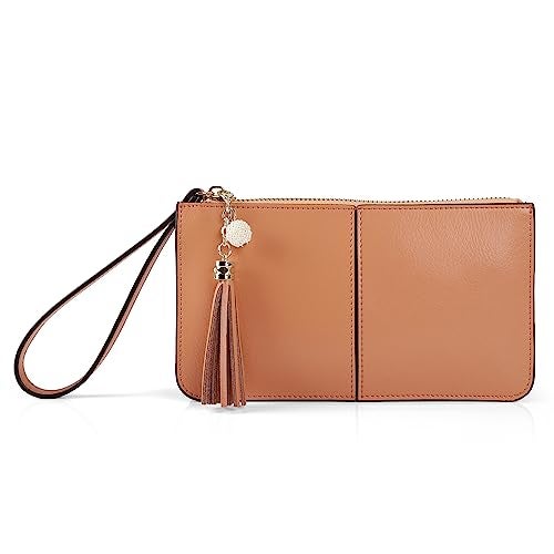 befen Genuine Leather Wristlet Clutch for Women Ultra-Slim Ladies Credit Card Holder Wallet Purses with RFID Protection (Carrot Orange) - Image 2