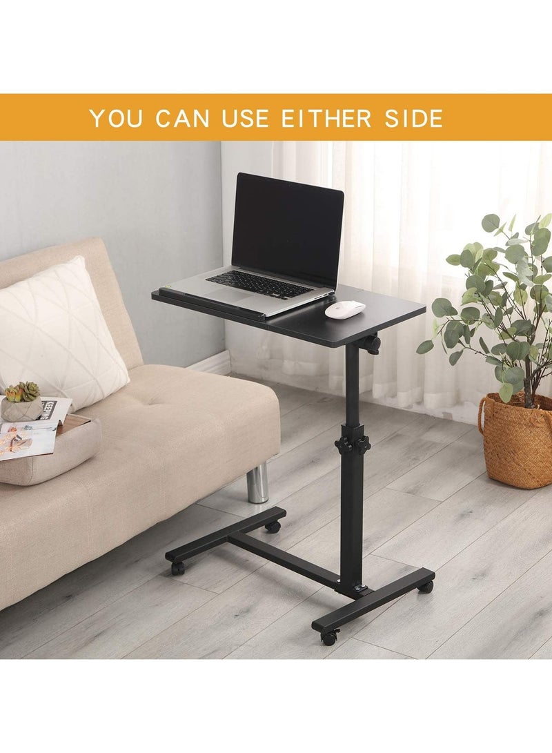 ترابيزة لابتوب/كمبيوتر متحركة بعجلات مع فرامل – سطح مائل بحاجز ضد الانزلاق + رف جانبي للماوس – ارتفاع قابل للتعديل – معدنية مطلية ضد الصدأ – سهلة الفك والتركيب والتخزين - Image 3