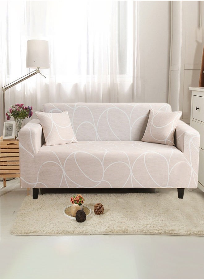 Arabest - sofa cover 3 seater exquisite pattern pattern super elastic anti-wrinkle full-coverage Couch Slipcover exquisite and delicate non-slip flexible new pattern light cream and white lines 190-230cm - Image 1