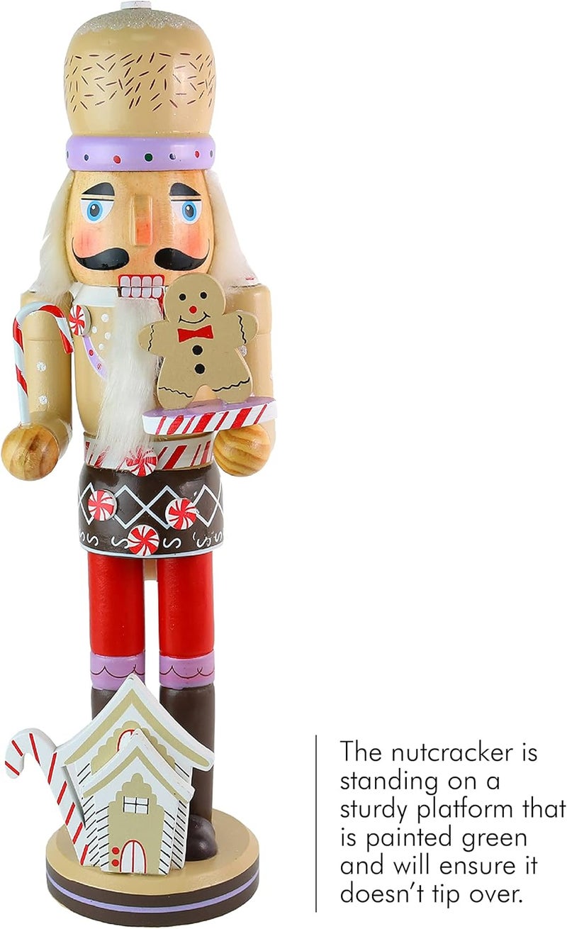 Ornativity Gingerbread Chef Nutcracker - Wooden Ginger Bread Man Cookie Theme Baker Christmas Nutcracker Xmas Figure Holiday Decoration 14" - Image 4