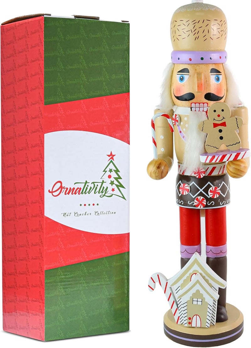 Ornativity Gingerbread Chef Nutcracker - Wooden Ginger Bread Man Cookie Theme Baker Christmas Nutcracker Xmas Figure Holiday Decoration 14" - Image 5