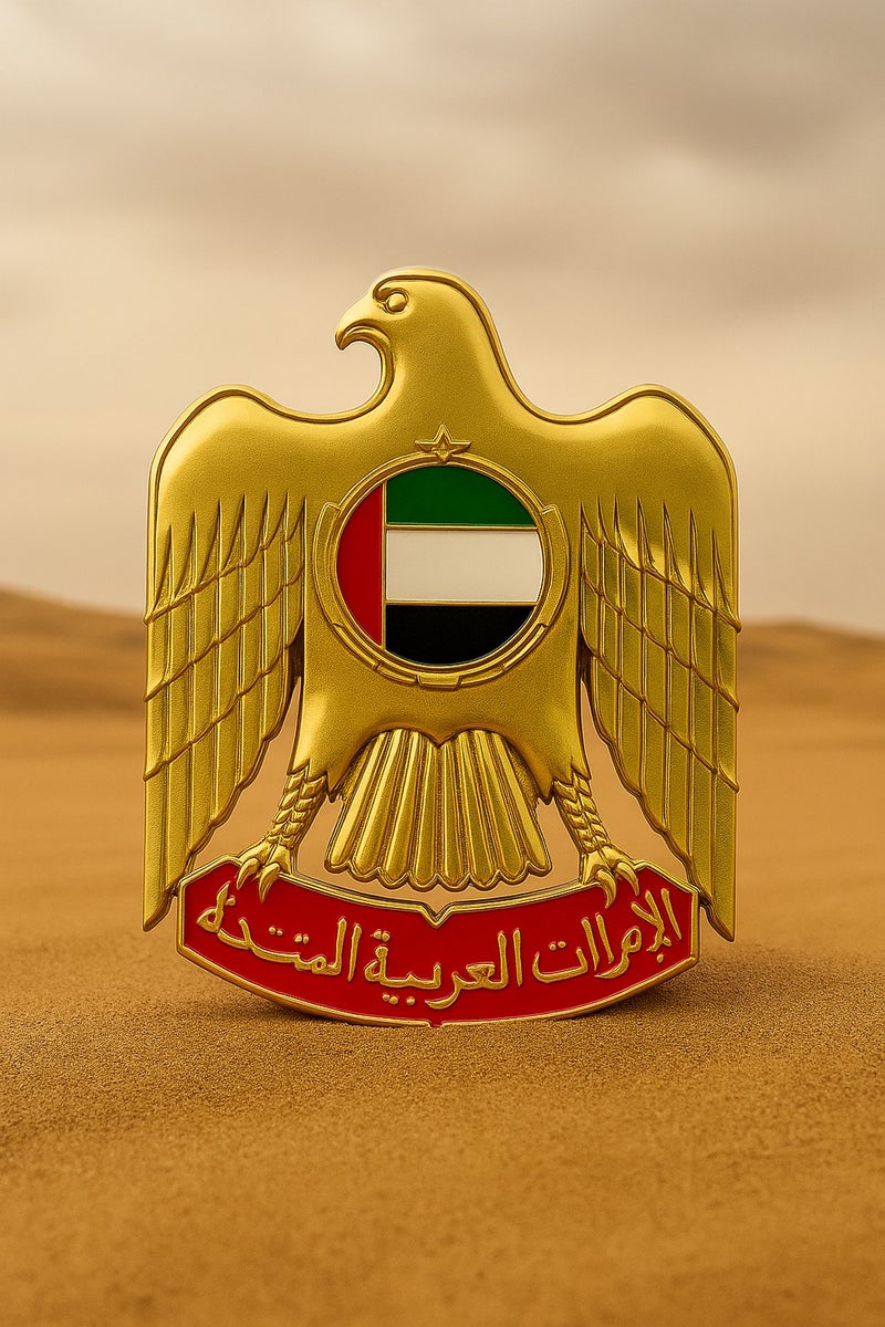 UAE Emblem Golden Eagle Car Badge – Grill Logo Metal Aluminum 3D Displacement Motor Car Styling Emblem (Gold) - Image 3