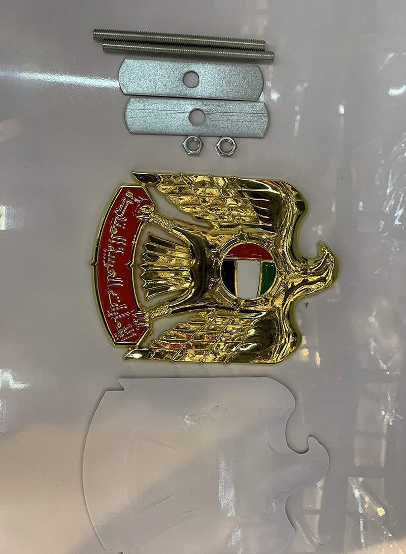 UAE Emblem Golden Eagle Car Badge – Grill Logo Metal Aluminum 3D Displacement Motor Car Styling Emblem (Gold) - Image 2