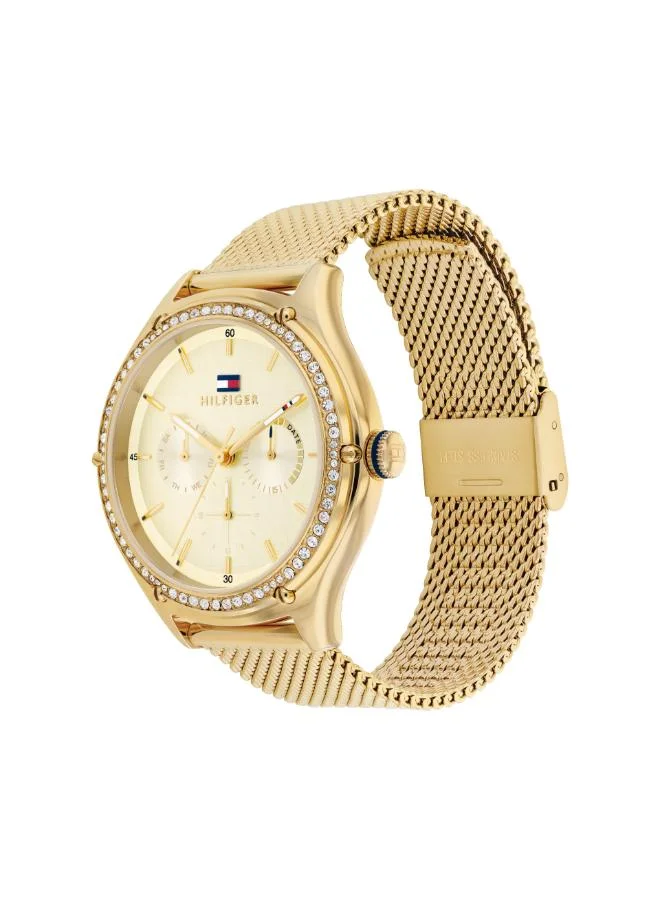 Tommy Hilfiger  Women's Multifunction Watch, Gold Dial, Gold Stainless Steel Strap for Women | Best Price UAE