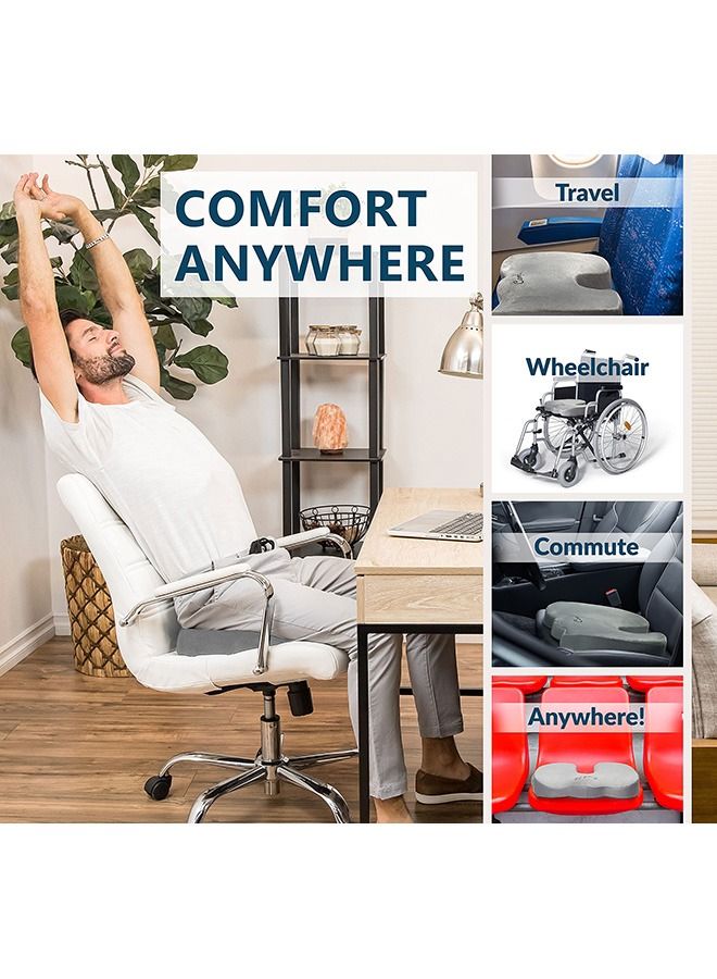 كومفي لايف وسادة مقعد معززة من ComfiLife - جل تقويمي غير قابل للانزلاق ووسادة عصعص من رغوة الذاكرة لألم عظم الذنب - وسادة مقعد سيارة لكرسي المكتب - عرق النسا وتخفيف آلام الظهر - Image 4