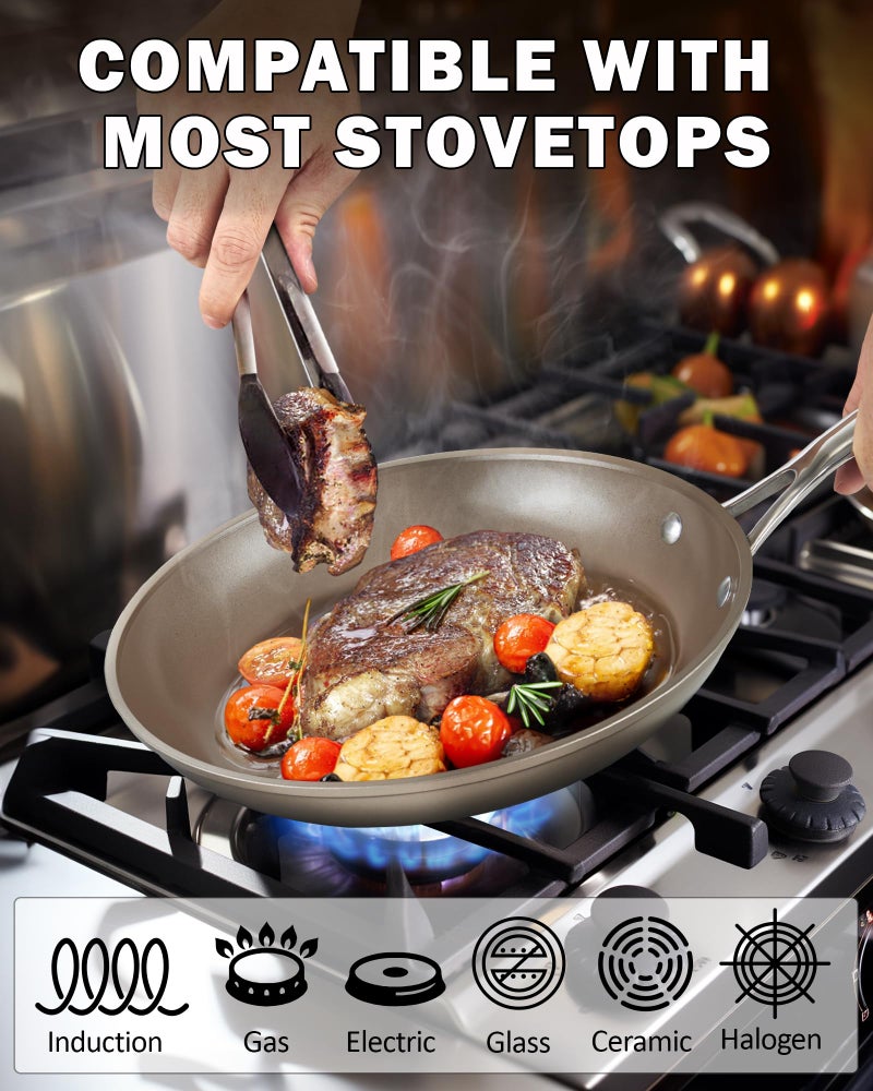 Cooks Standard Frying Pan Hard Anodized Ceramic Nonstick, 8-inch Classic Skillet Egg Omelette Fry Pan with Stainless Steel Handle, Induction Compatible, Bronze - Image 4