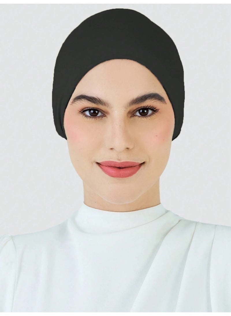 سَهْل تِك طقم 5 قطع لتغطية رأس المرأة | قبعة توربان عريضة الحواف مضادة للانزلاق وامتصاص العرق | مثالية للرياضة وتحت القبعات والتسريحات والاستخدام اليومي | أكسسوارات أساسية للعباية | لون أسود - Image 3