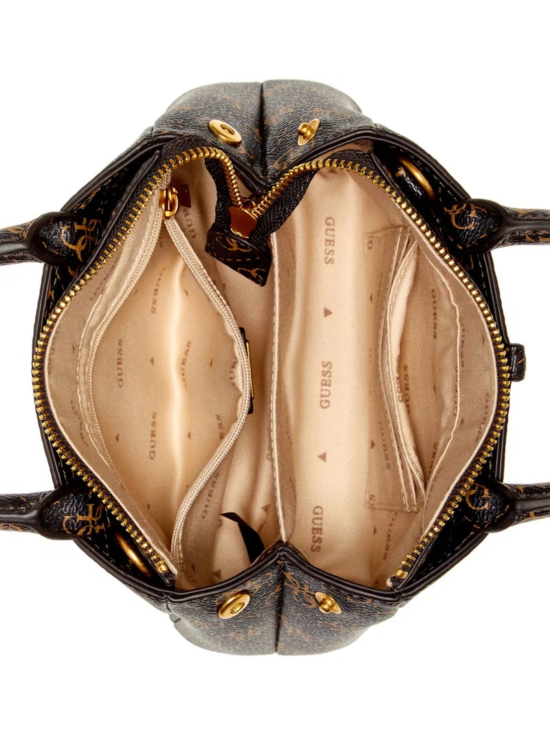 GUESS Camera Bag Women's Fashion Print Small Carryall bag Brown print - Image 4