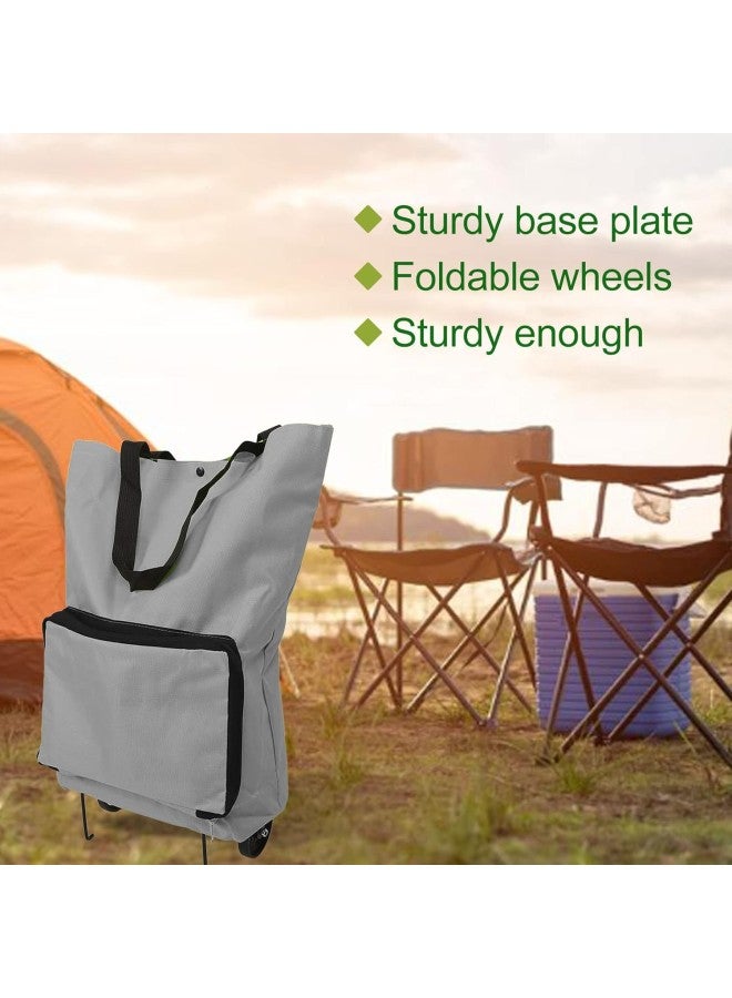 klarako Folding Shopping Cart with Wheels Reusable Oxford Grocery Cart Bag Portable Large Capacity Foldable Cart Bags for Shopping, Travelling, Camping, Hiking, Picnic (Grey)  - Image 4