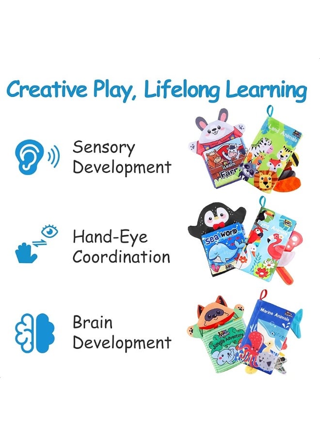 iLearn iPlay, iLearn Soft Baby Books for 1 Year Old, Babies Cloth Animal Book 6-12 Month, Infant Touch Feel Fabric Crinkle Book, Toddler Carseat Crib Bedtime Toy, Newborn Gift 7 8 9 18M 2 3 Yr Kid Boy Girl - Image 1