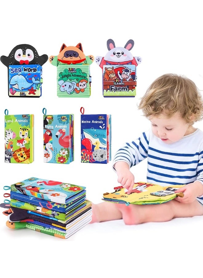 iLearn iPlay, iLearn Soft Baby Books for 1 Year Old, Babies Cloth Animal Book 6-12 Month, Infant Touch Feel Fabric Crinkle Book, Toddler Carseat Crib Bedtime Toy, Newborn Gift 7 8 9 18M 2 3 Yr Kid Boy Girl - Image 3