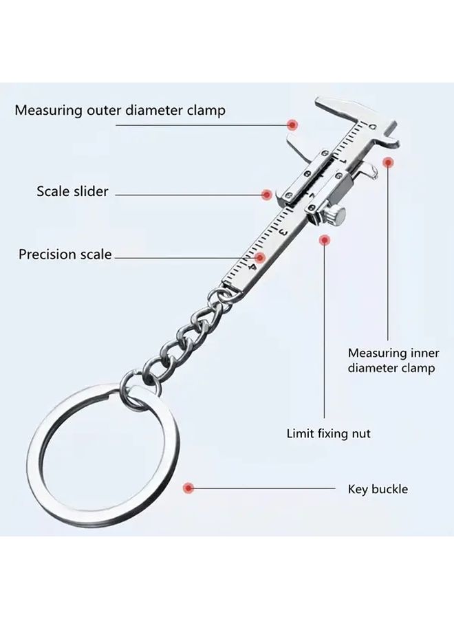 Silvery 2pcs Miniature Portable Keychain Tool with Ruler Scale Measuring Pendant - Image 4