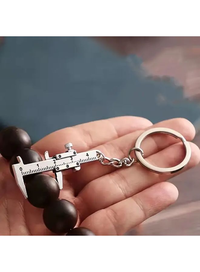 Silvery 2pcs Miniature Portable Keychain Tool with Ruler Scale Measuring Pendant - Image 5