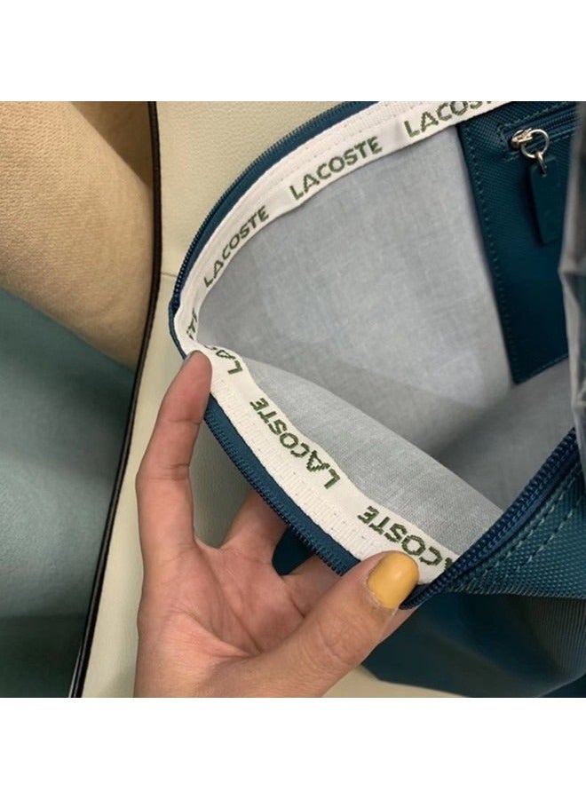 Lacoste Women's L12.12 Concept Fashion Versatile Large Capacity Zipper Camera Bag, Solid Blue Color,  Size 35cm30cm14cm - Image 4
