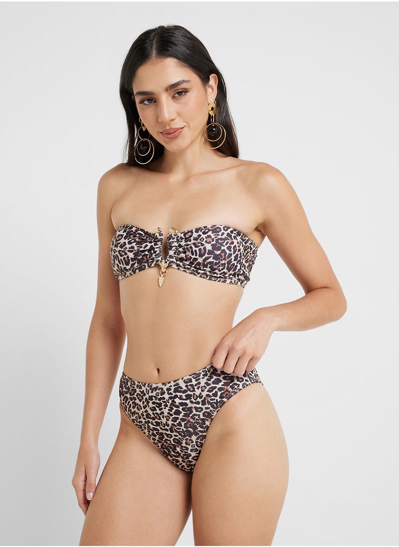 Ginger Leopard Print Bandeau Bikini & Brief Set  - Image 1