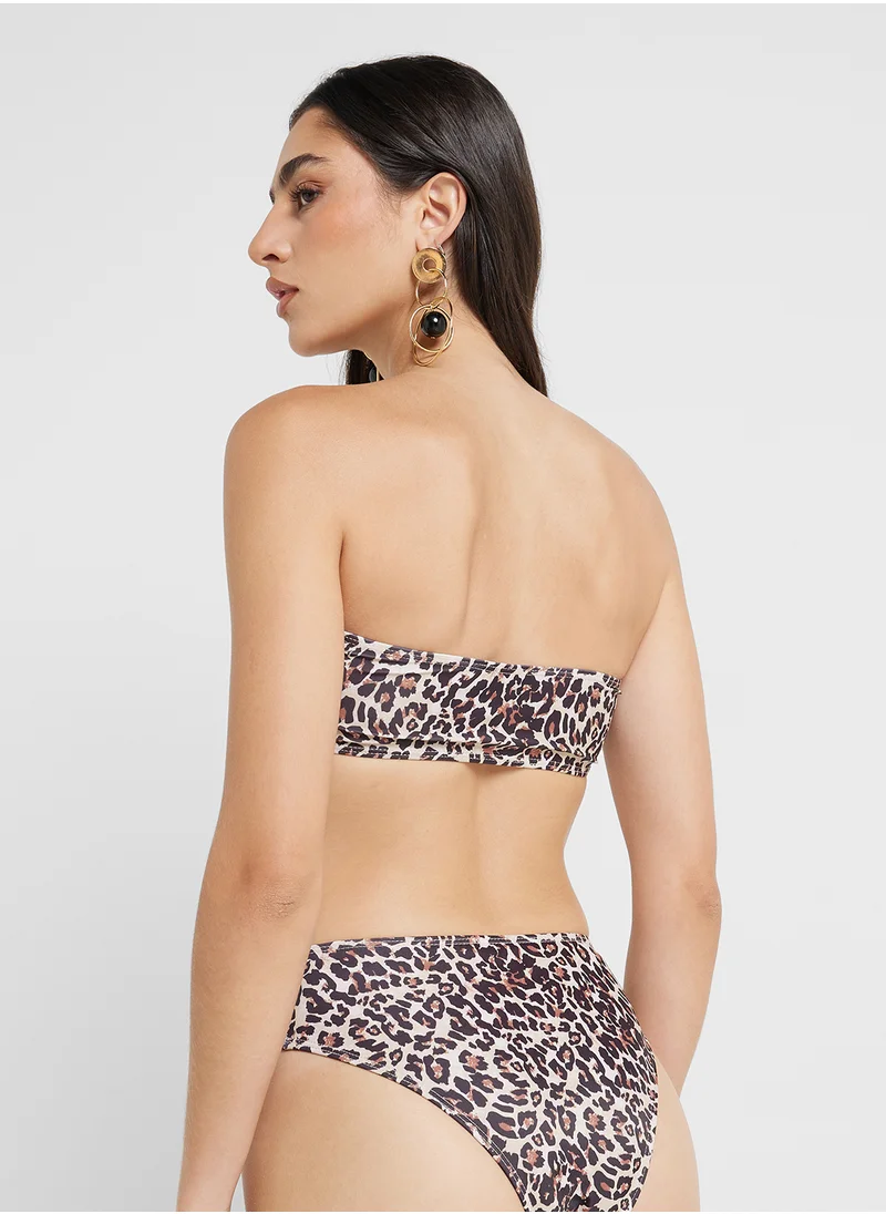 Ginger Leopard Print Bandeau Bikini & Brief Set