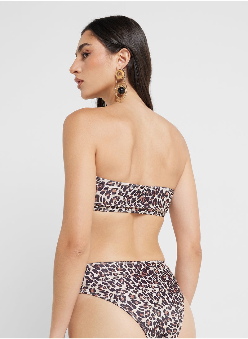 Ginger Leopard Print Bandeau Bikini & Brief Set  - Image 4