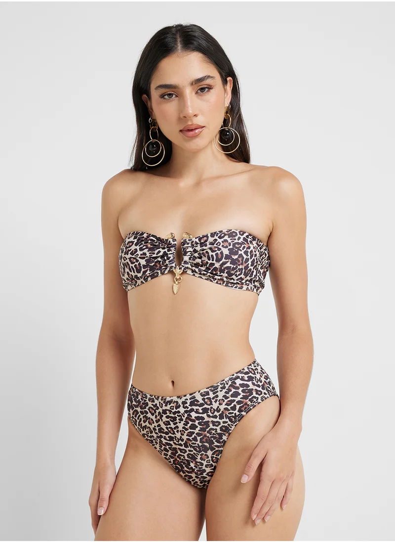 Ginger Leopard Print Bandeau Bikini & Brief Set