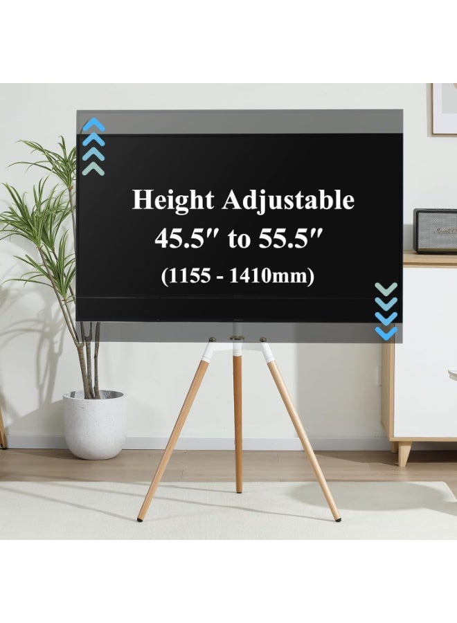 BEETEC Tripod TV Floor Stand for 32–65 Inch Flat Screen TVs, Wooden Legs, Tilt ±70°, VESA 600x400mm, Load Capacity 32 kg, Height Adjustable TV Stand for Home, Office, Events, White | TF-FS109W - Image 4