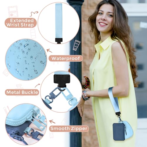 JEEBURYEE Dual Pouch Wristlet Keychain Wallets for Women with 2 Detachable Zipper Coin Purse - Small and Portable Mini Card Wallet for Women Men Navy+Sky Blue - Image 4