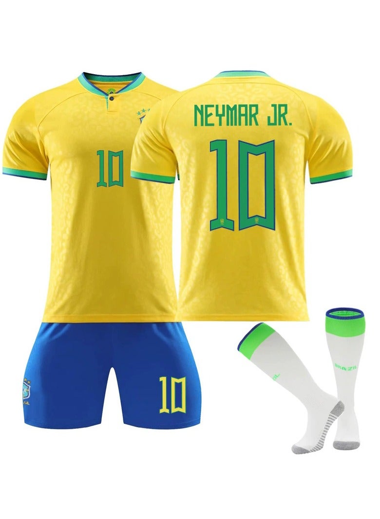 سبورت 3 قطعة مجموعة كأس العالم البرازيل قميص فريق كرة القدم جيرسي كرة القدم قميص الصغار ملابس رياضية كرة القدم - Image 1