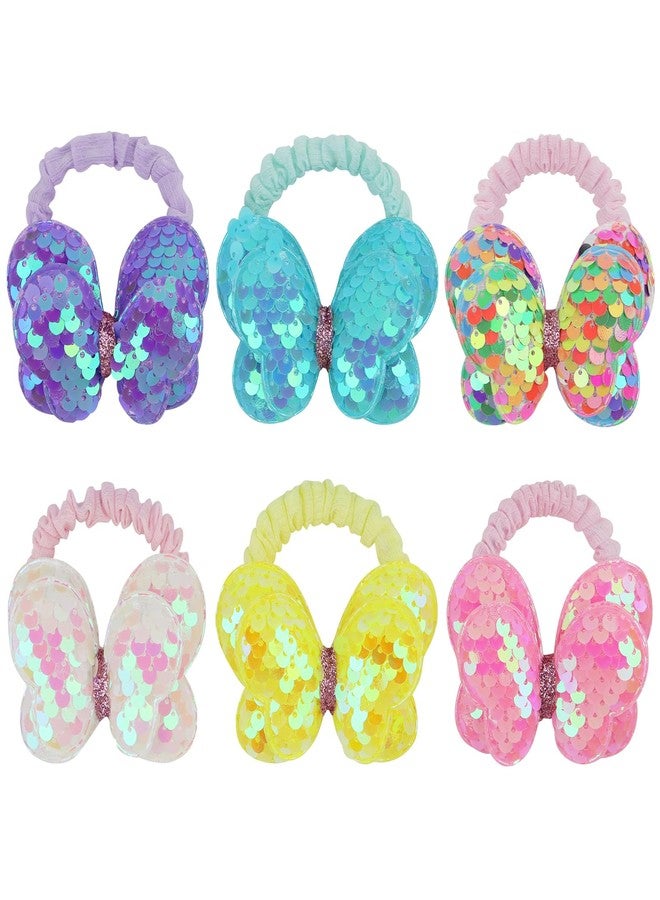ACO-UINT 6 Pack Butterfly Hair Scrunchies for Girls, Cute & Comfortable, 6 Count (Pack of 1), Purple, Blue, Pink, Yellow, Green, Orange - Image 1