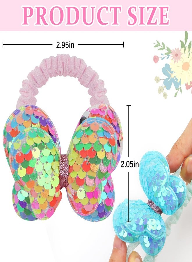 ACO-UINT 6 Pack Butterfly Hair Scrunchies for Girls, Cute & Comfortable, 6 Count (Pack of 1), Purple, Blue, Pink, Yellow, Green, Orange - Image 2
