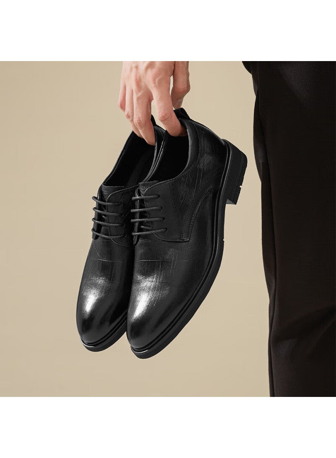 Red Dragonfly Men's Leather Shoes, Fall 2025 New High-end Business Commute Formal Shoes, Wedding Groom Shoes For Men, Wta35022 Black Size 44 - Image 2