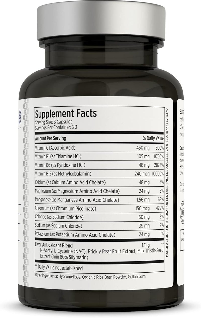 LES Labs DeToxx  صباحات أفضل  دعم الكبد  تجديد الإلكتروليتات  دعم الجلوتاثيون  صبار التين الشوكي  حليب الشوك  NAC  مكمل غير معدل وراثيًا  60 كبسولة - Image 2