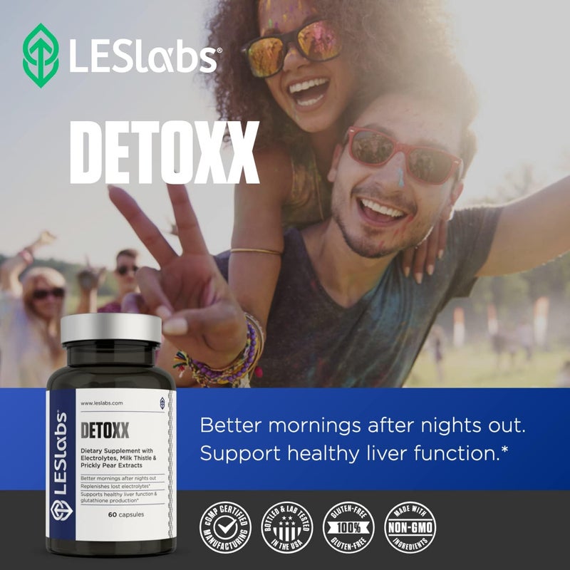 LES Labs DeToxx  صباحات أفضل  دعم الكبد  تجديد الإلكتروليتات  دعم الجلوتاثيون  صبار التين الشوكي  حليب الشوك  NAC  مكمل غير معدل وراثيًا  60 كبسولة - Image 5