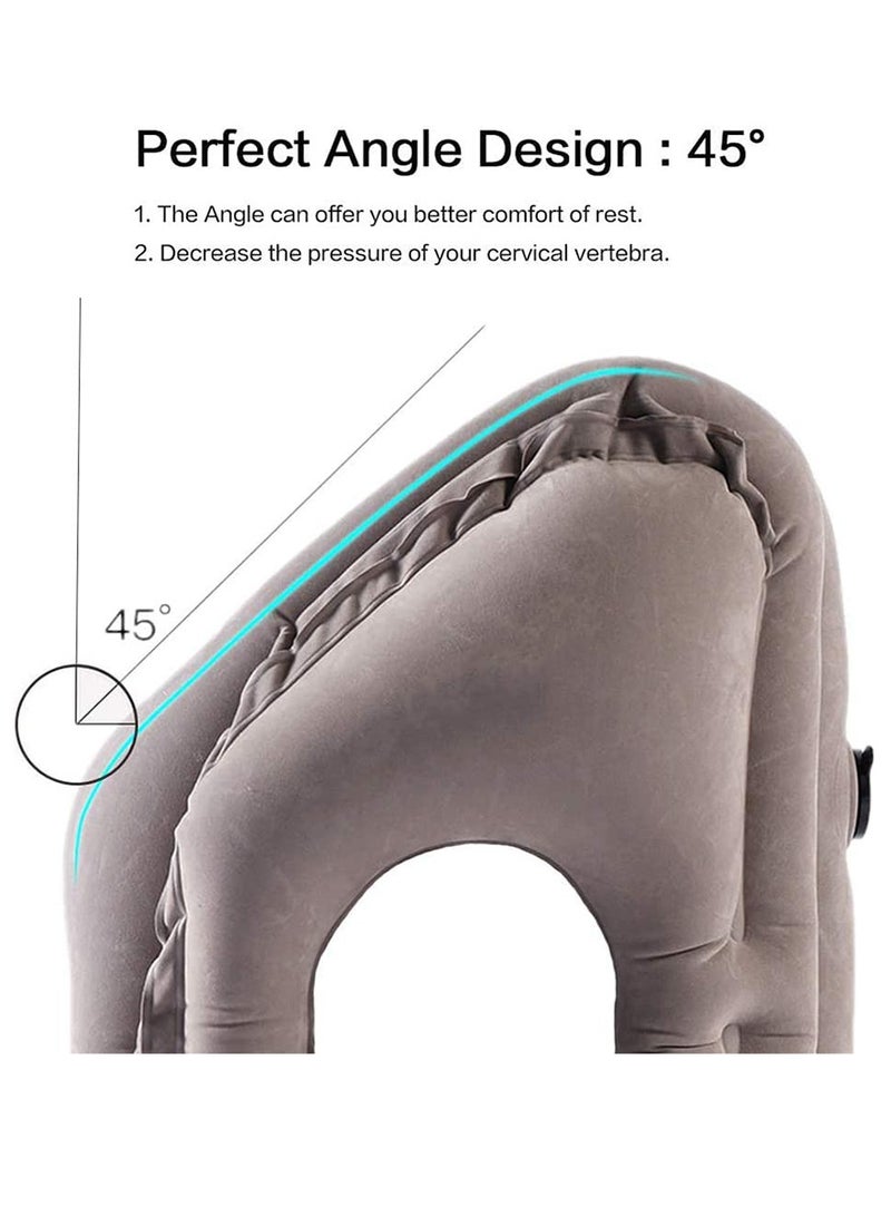 ZERIFAM Inflatable Travel Pillow, Portable Head Neck Pillow for Sleeping to Avoid Neck and Shoulder Pain, Support Head, for Airplanes, Trains, Cars and Office Napping with Drawstring Bag(Grey) - Image 2