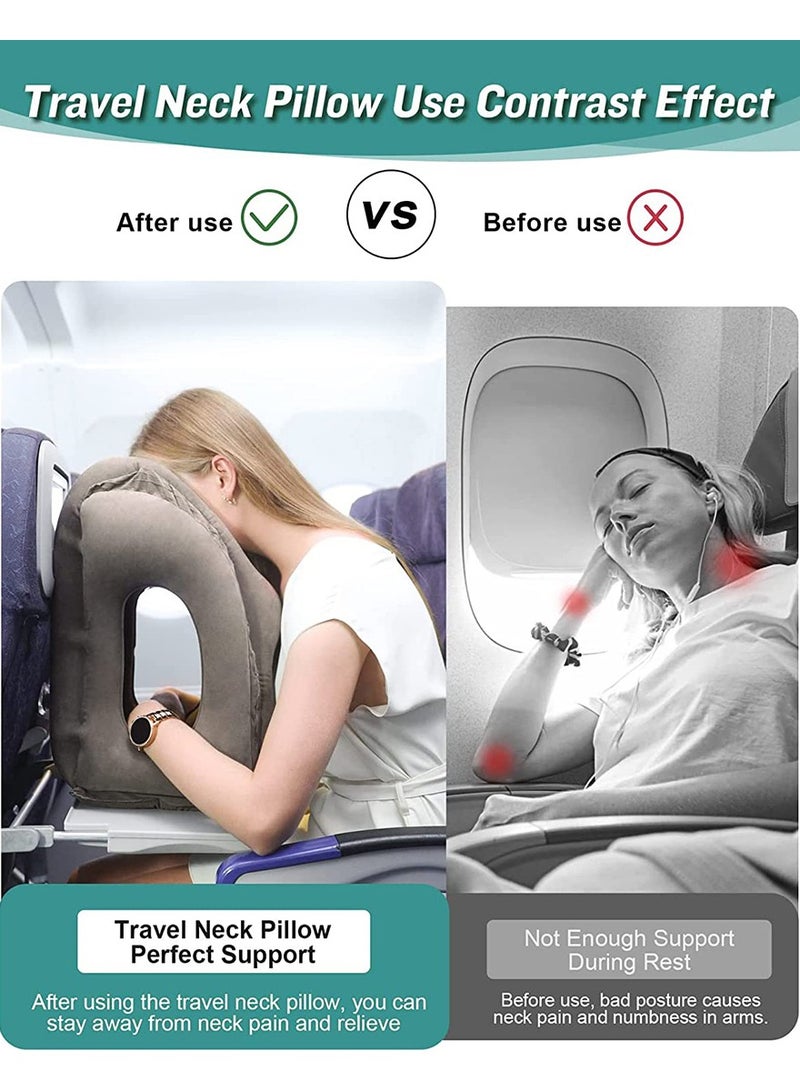 ZERIFAM Inflatable Travel Pillow, Portable Head Neck Pillow for Sleeping to Avoid Neck and Shoulder Pain, Support Head, for Airplanes, Trains, Cars and Office Napping with Drawstring Bag(Grey) - Image 5