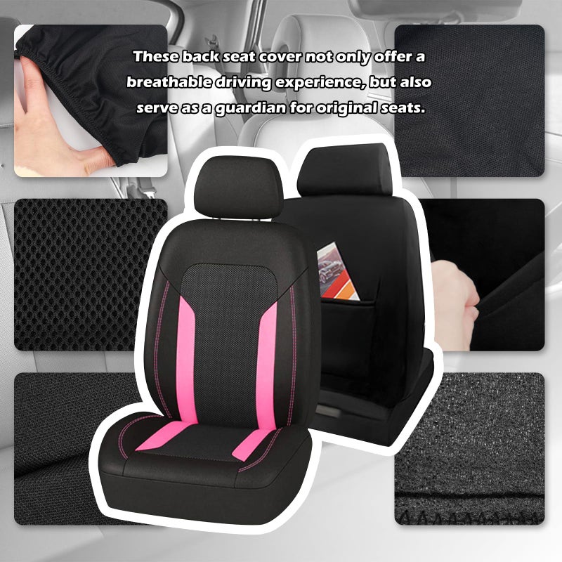 Figpade 2 Pack Universal Car Seat Cover with Breathable Mesh Backrest,Comfortable Car Seat Protector with Foam Padding and Retaining Buckle,Highly Elastic Car Seat Covers Full Set (Pink) - Image 5