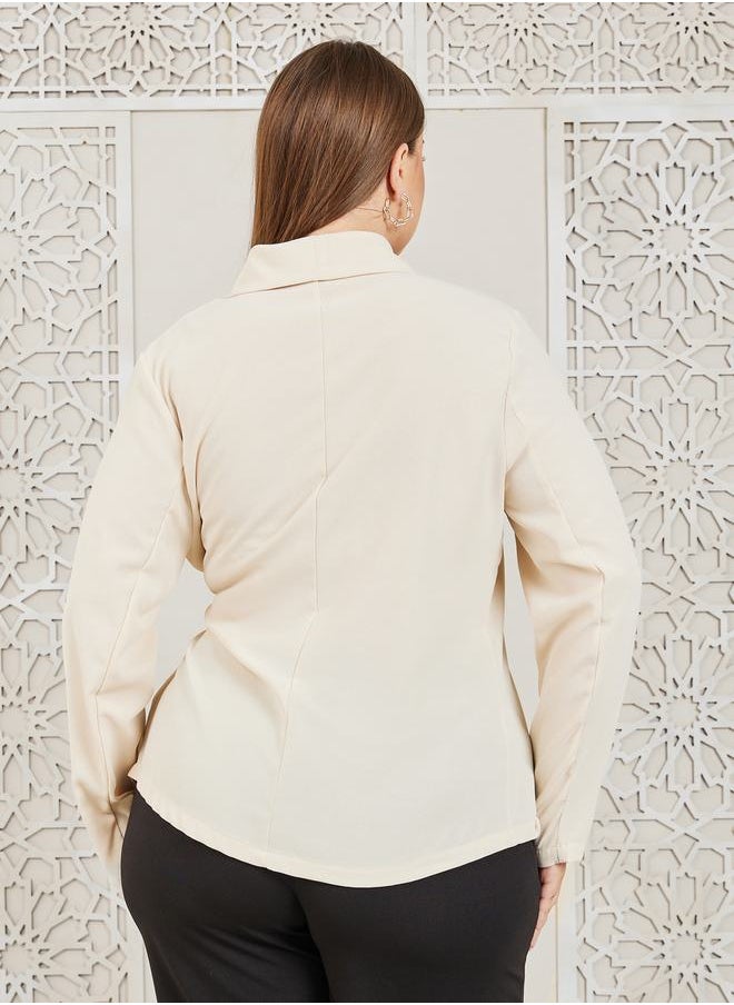 Styli - Notch Lapel Collar Wrap Top - Image 1
