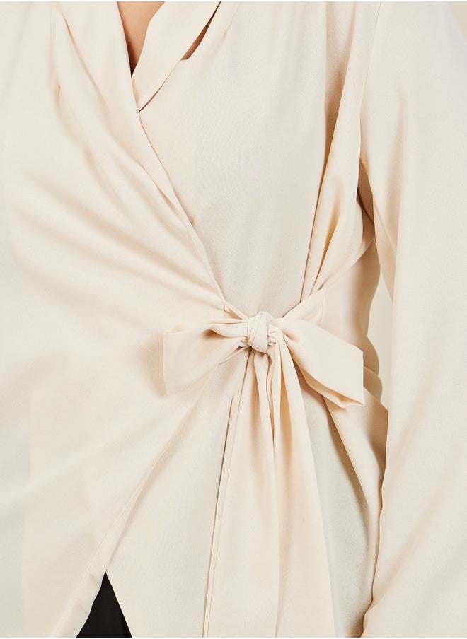 Styli - Notch Lapel Collar Wrap Top - Image 1