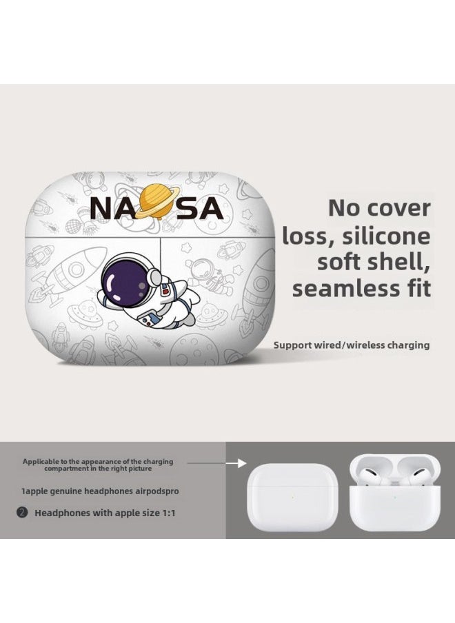 Generic - Strawberry Bear Family Airpods Protective Case Cartoon Cute Suitable For Apple 1/2/3 Generation Bluetooth Headset Soft Case-Color:Flying Astronaut-White-Model:Airpods1/2nd Generation - Image 1
