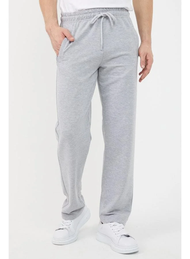 Grey Men’s Straight Leg Zippered Pocket Relaxed Fit Sweatpants