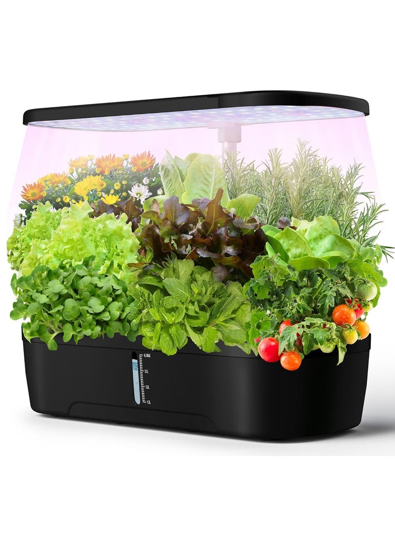 Generic Hydroponics Growing System 6 Pods Indoor Gardening System with LED Grow Light Height Adjustable Indoor Gardening System with Pump System for Herbs and Plants Light (Black)  - Image 1
