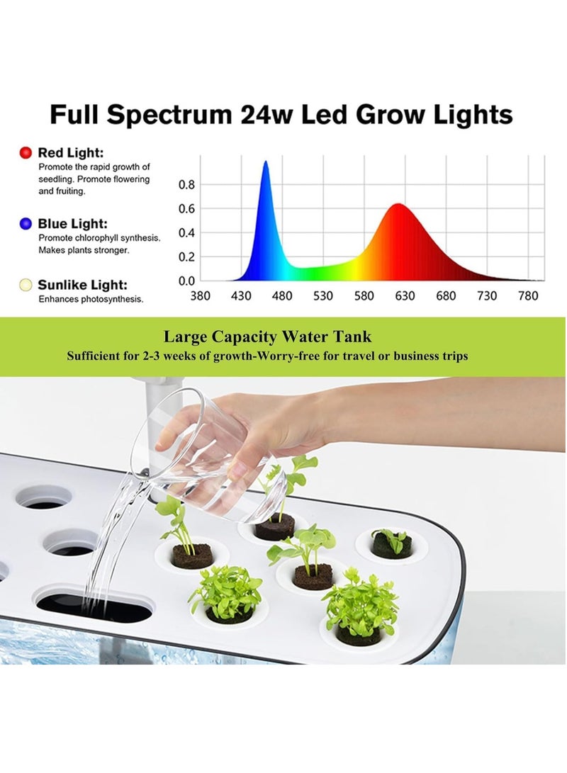 Generic Hydroponics Growing System 6 Pods Indoor Gardening System with LED Grow Light Height Adjustable Indoor Gardening System with Pump System for Herbs and Plants Light (Black)  - Image 4