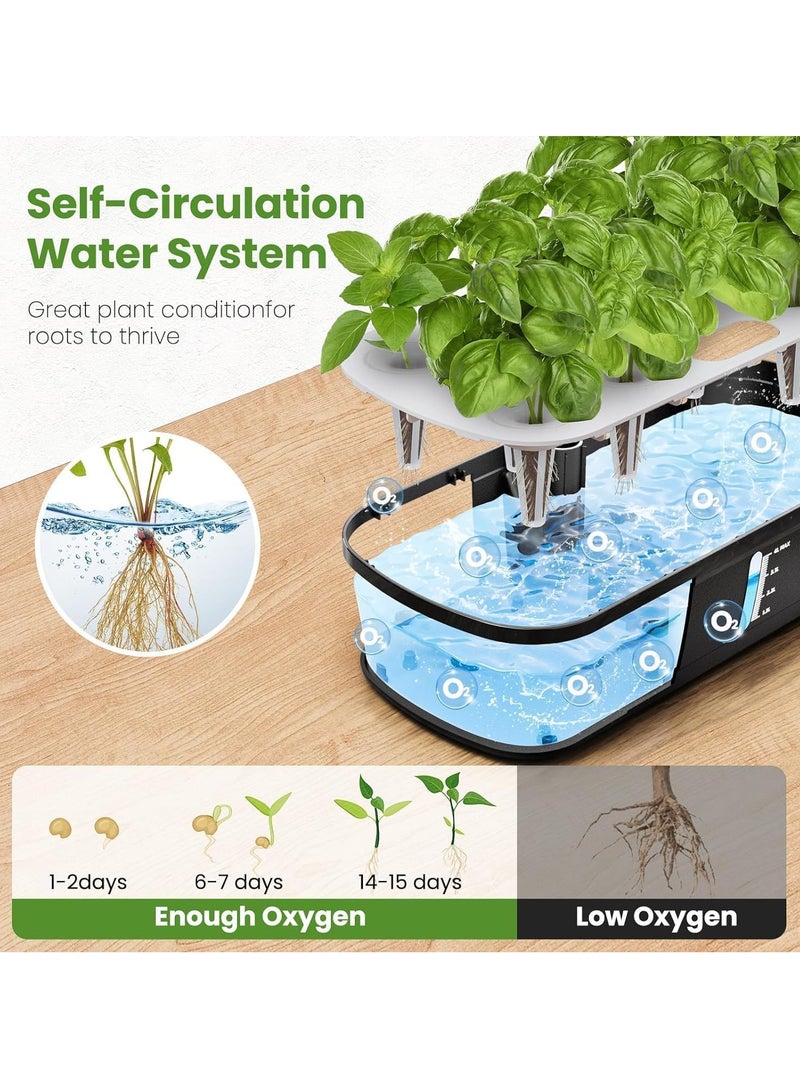 Generic Hydroponics Growing System 6 Pods Indoor Gardening System with LED Grow Light Height Adjustable Indoor Gardening System with Pump System for Herbs and Plants Light (Black)  - Image 5