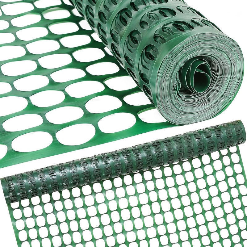 Houseables Fencing, Temporary Fence, Snow Fence, 4x100' Feet, 10.55 lb/roll, Green Plastic Fencing, Deer Netting, Plastic Mesh Roll, Safety Netting, Construction, Yard, Garden, Chicken, Dogs, Backyard - Image 1